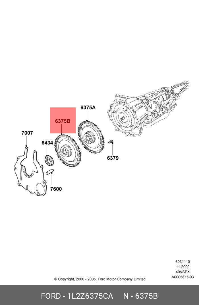 1L2Z6375CA FORD Flywheel and Ring Gear Assy