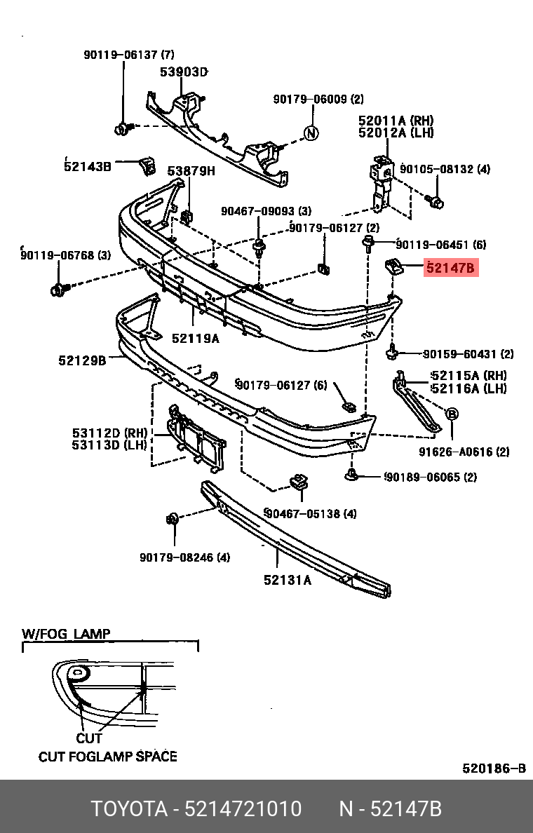 5214721010 TOYOTA КРОНШТЕЙН БАМПЕРА