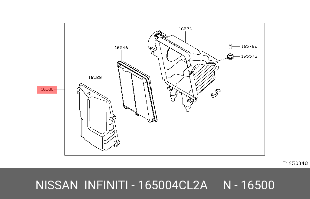 165004CL2A NISSAN Корпус воздушного фильтра с фильтром