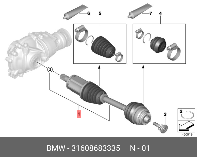31608683335 BMW AUSTAUSCH ABTRIEBSWELLE VORNE LINKS