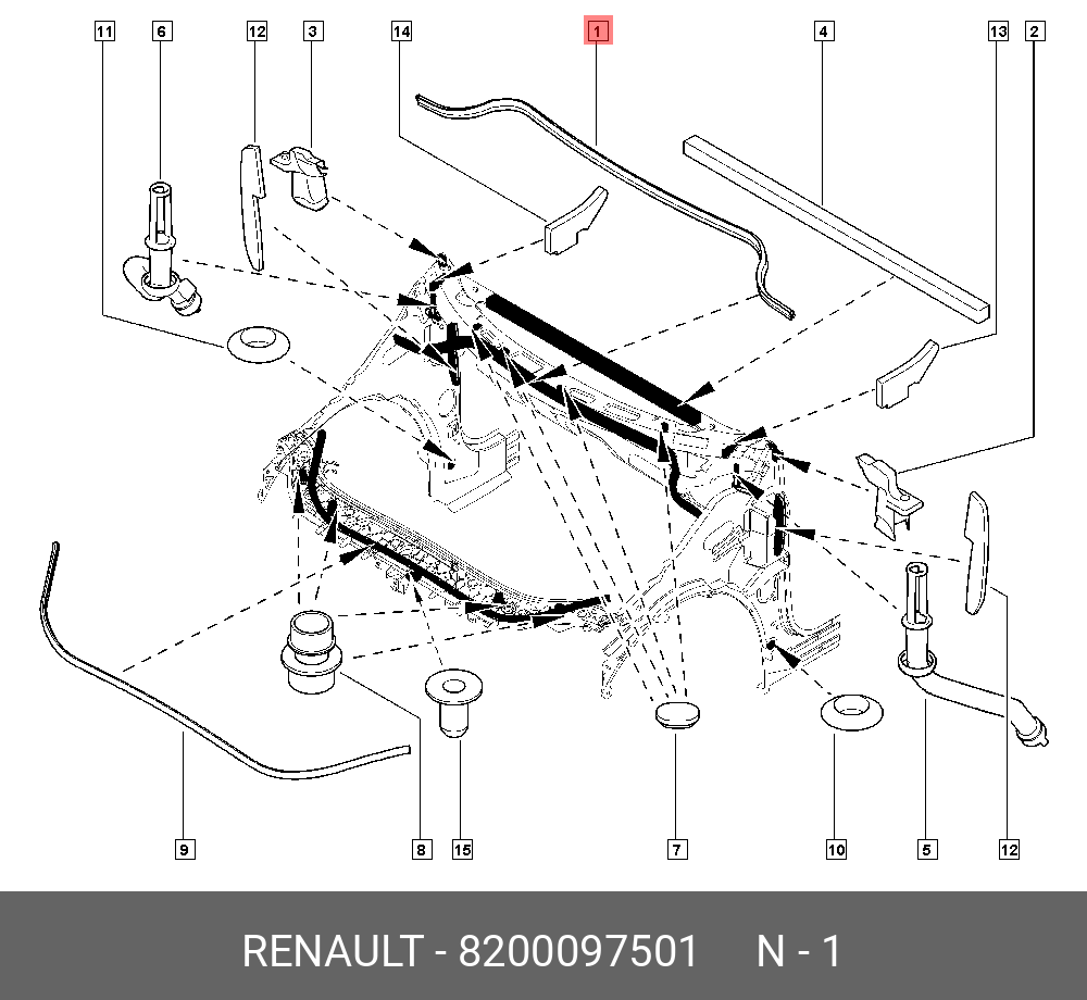 8200097501 RENAULT Уплотнитель капота (рез)