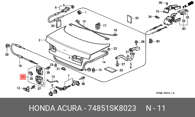 74851SK8023 HONDA ЗАМОК БАГАЖНИКА