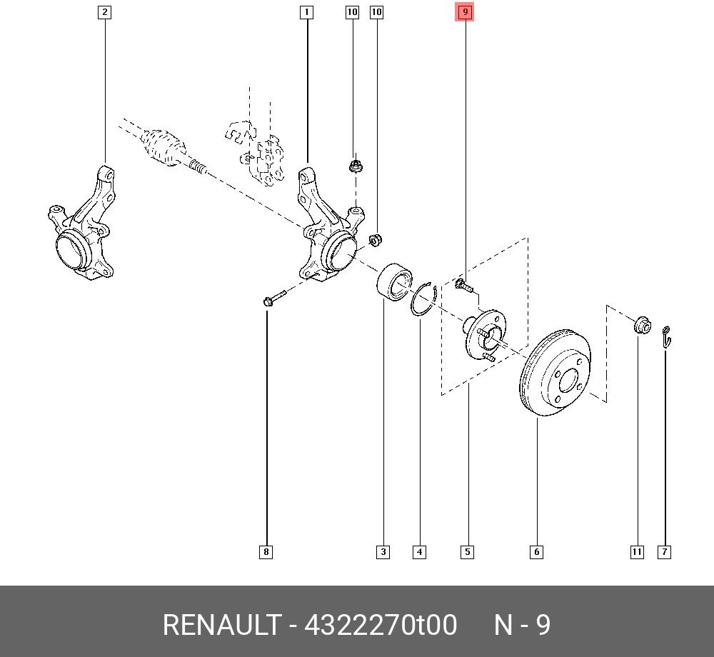4322270T00 RENAULT Болт - шпилька крепления колеса