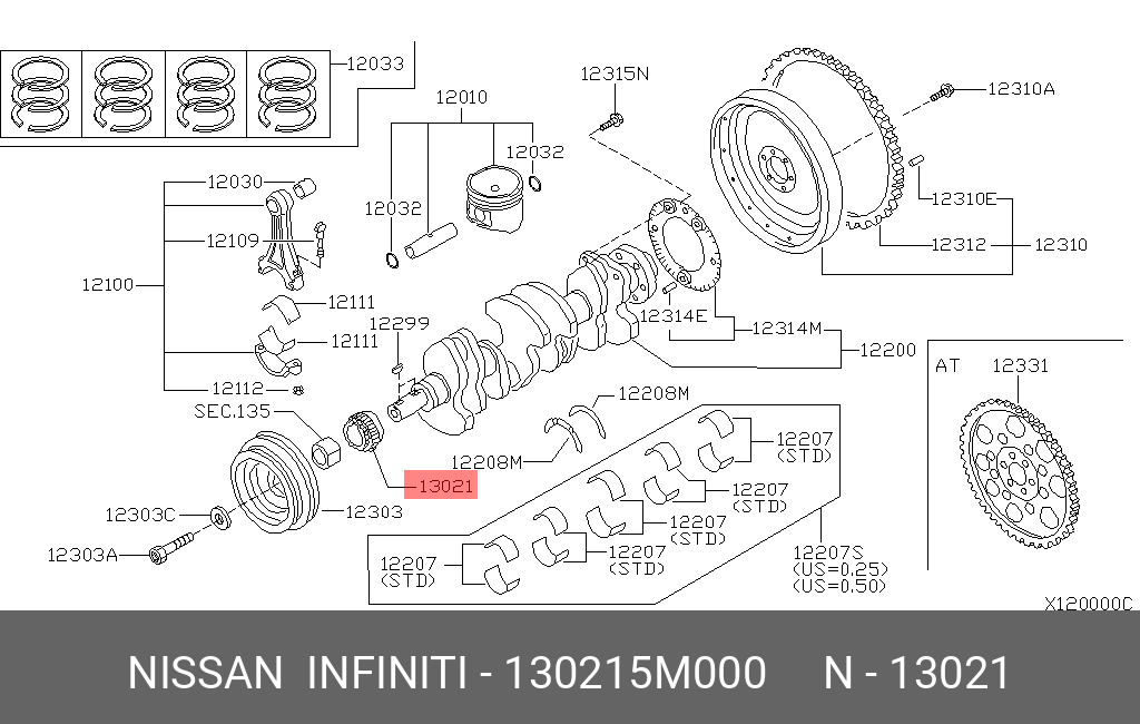 130215M000 NISSAN SPROCKET-CRANKSHAFT