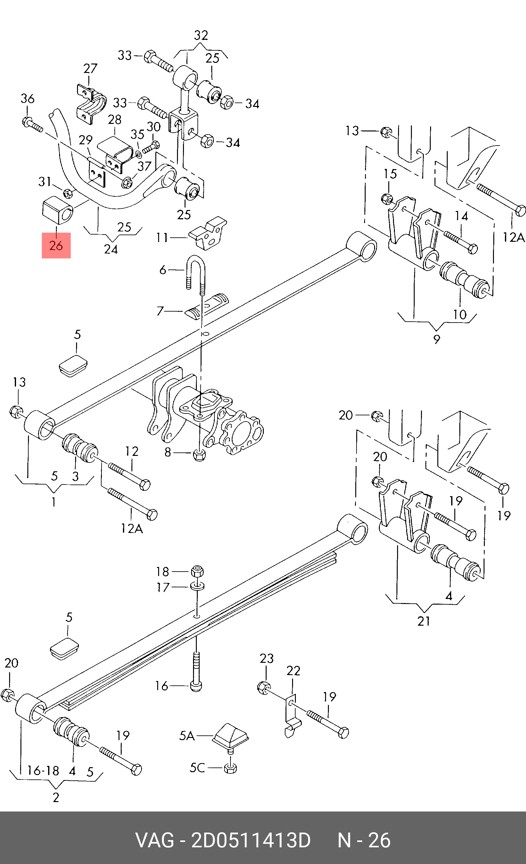 2D0511413D VAG Резиновая подушка