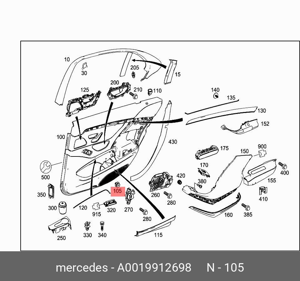 A0019912698 MERCEDES-BENZ КЛИПСА КРЕПЕЖНАЯ ПАНЕЛИ ДВЕРИ