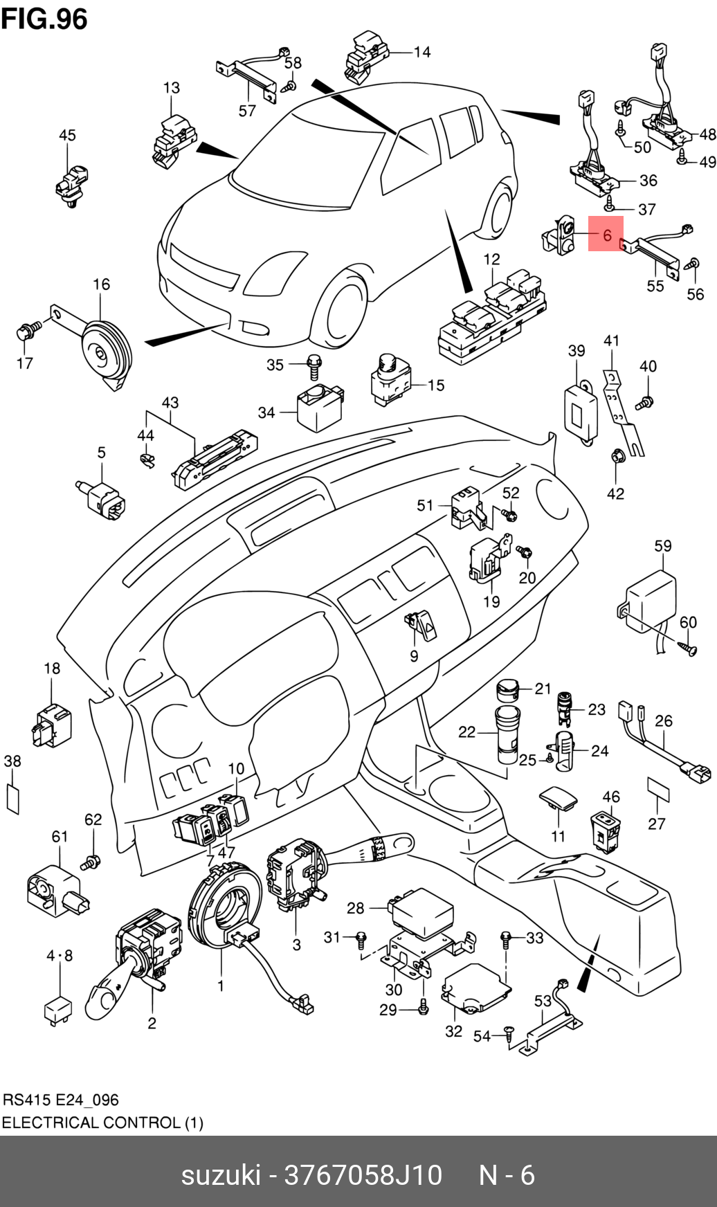 3767058J10 SUZUKI Концевик двери