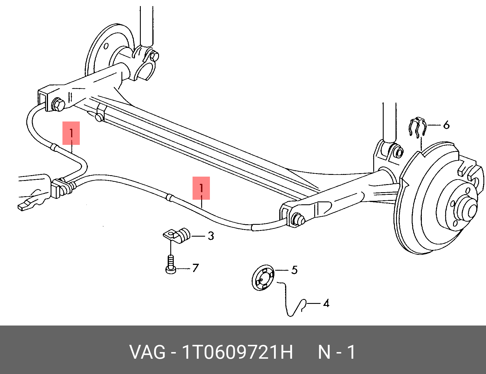 1T0609721H VAG Трос стояночного тормоза 1T0609721H VAG Трос стояночного тормоза