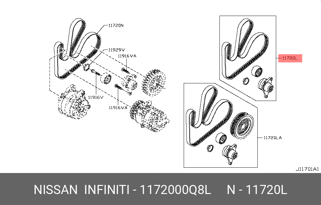 1172000Q8L NISSAN FAN BELT & PULLEY KIT