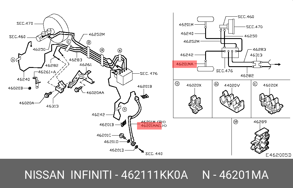 462111KK0A NISSAN ШЛАНГ ТОРМОЗНОЙ