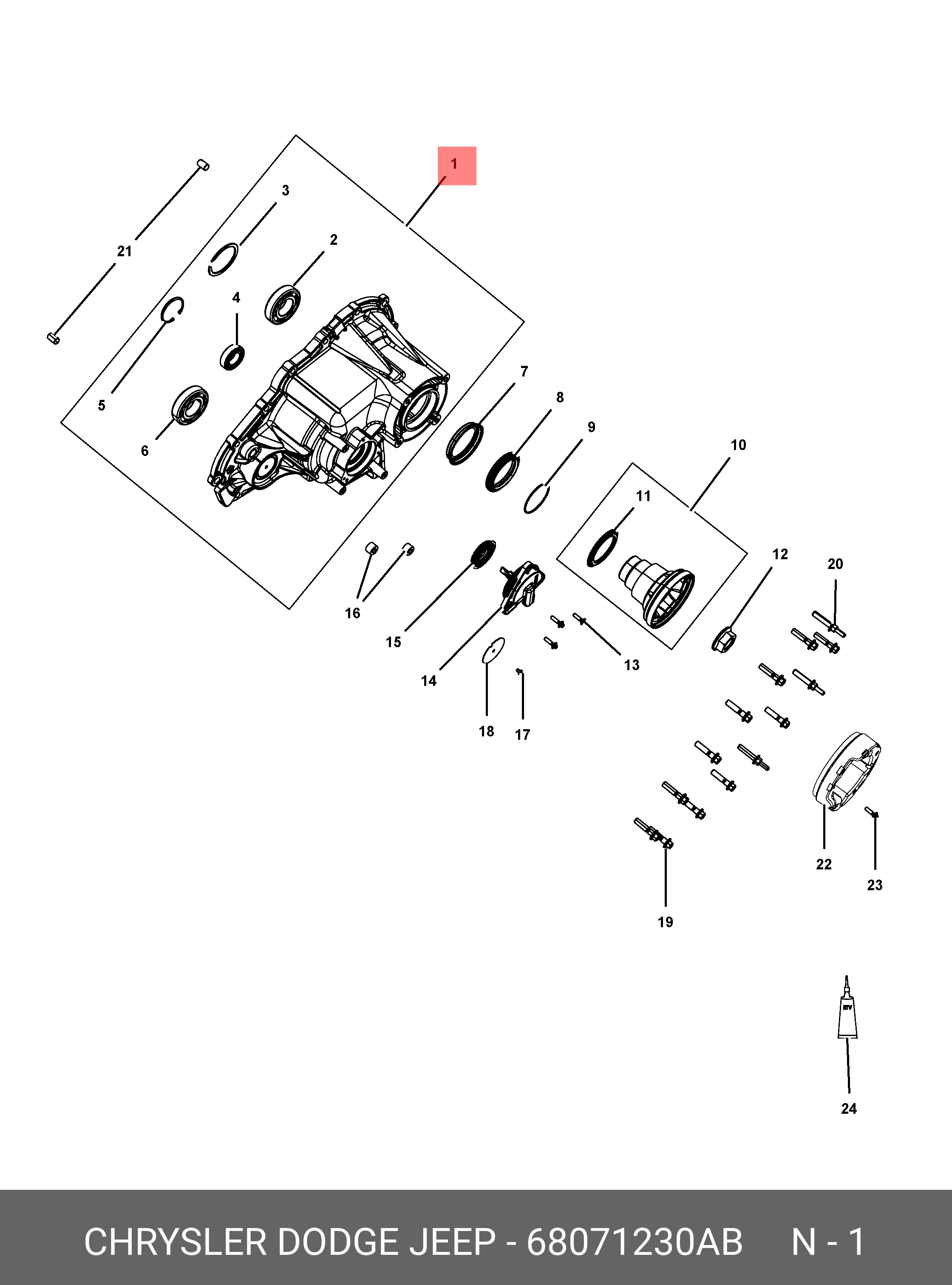 68071230AB CHRYSLER CASE HALF REAR
