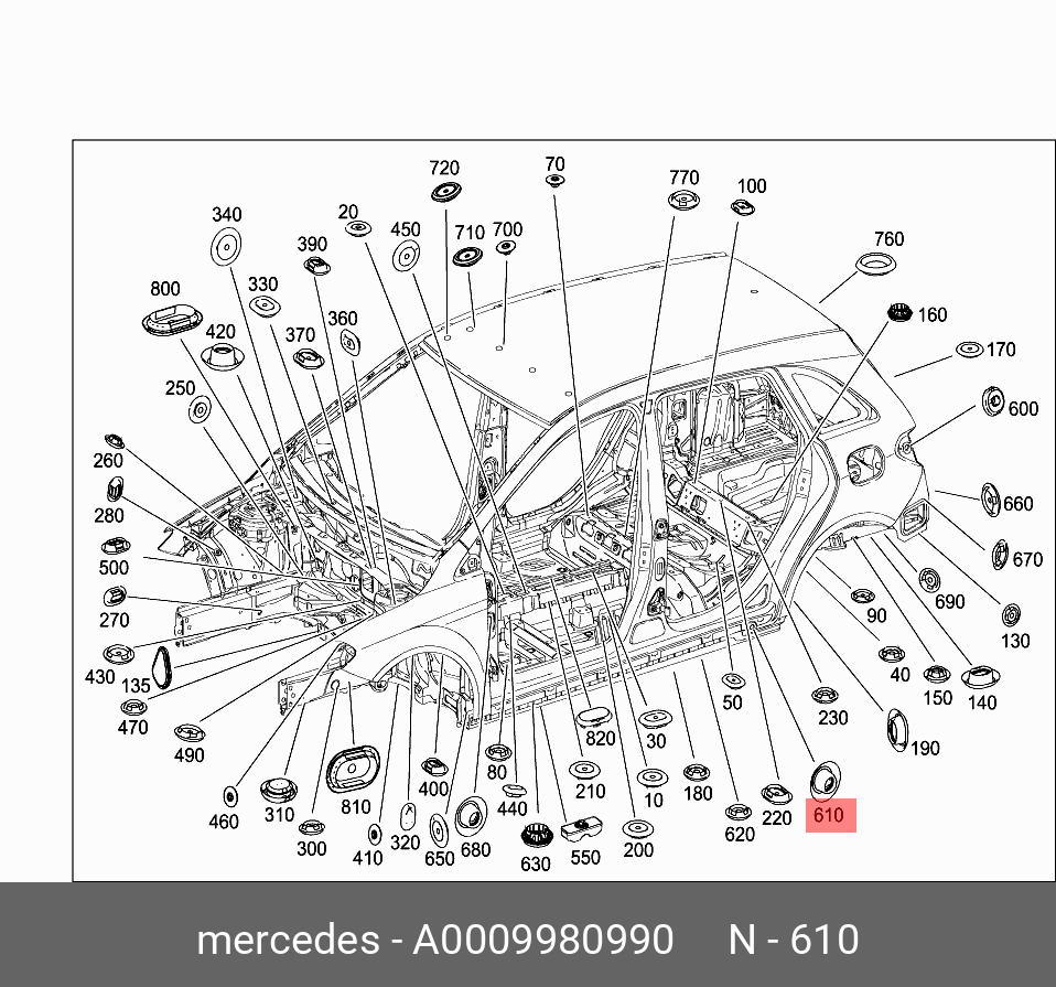 A0009980990 MERCEDES-BENZ ЗАГЛУШКА