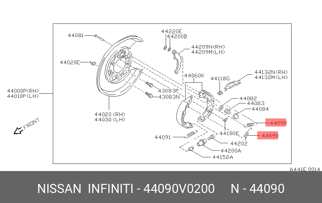 44090V0200 NISSAN ПРУЖИНА ВОЗВРАТНАЯ
