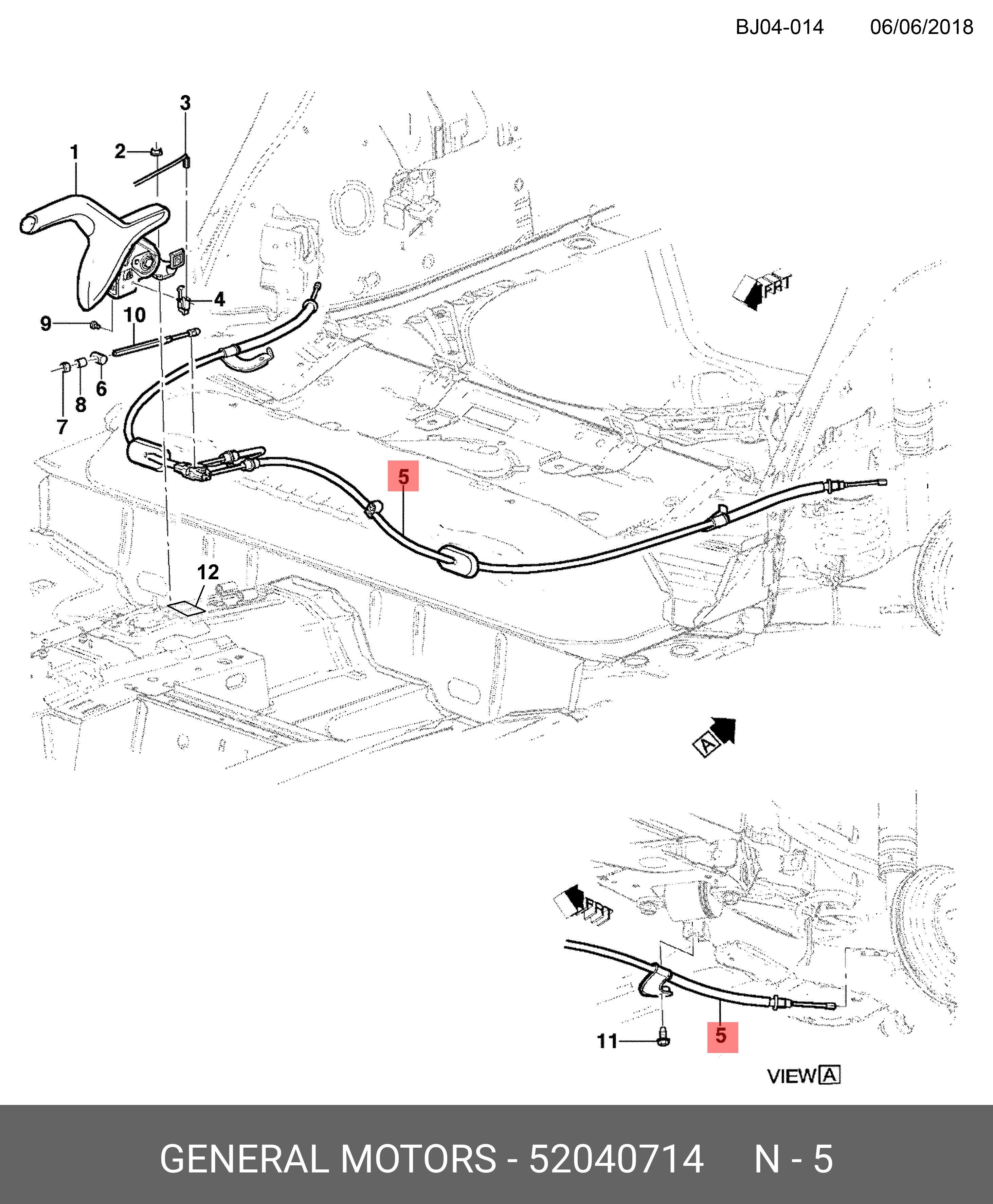 52040714 GENERAL MOTORS Трос стояночного тормоза 52040714 GENERAL MOTORS Трос стояночного тормоза