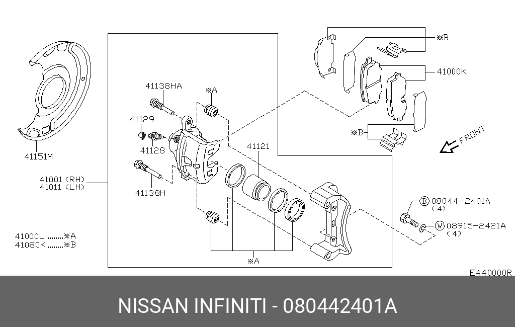 080442401A NISSAN БОЛТ С ШЕСТИГРАННОЙ ГОЛОВКОЙ