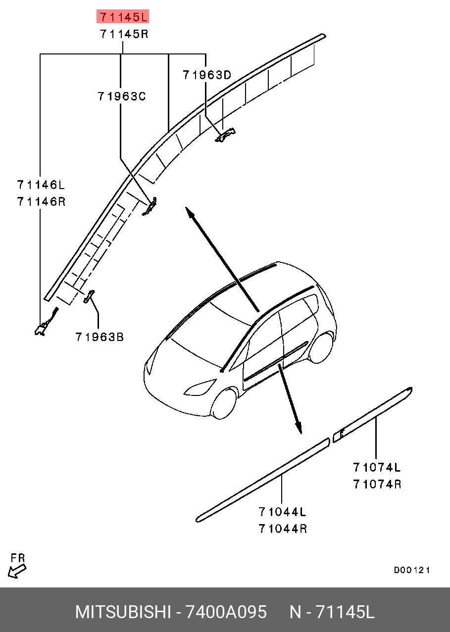 7400A095 MITSUBISHI Молдинг водослива левый