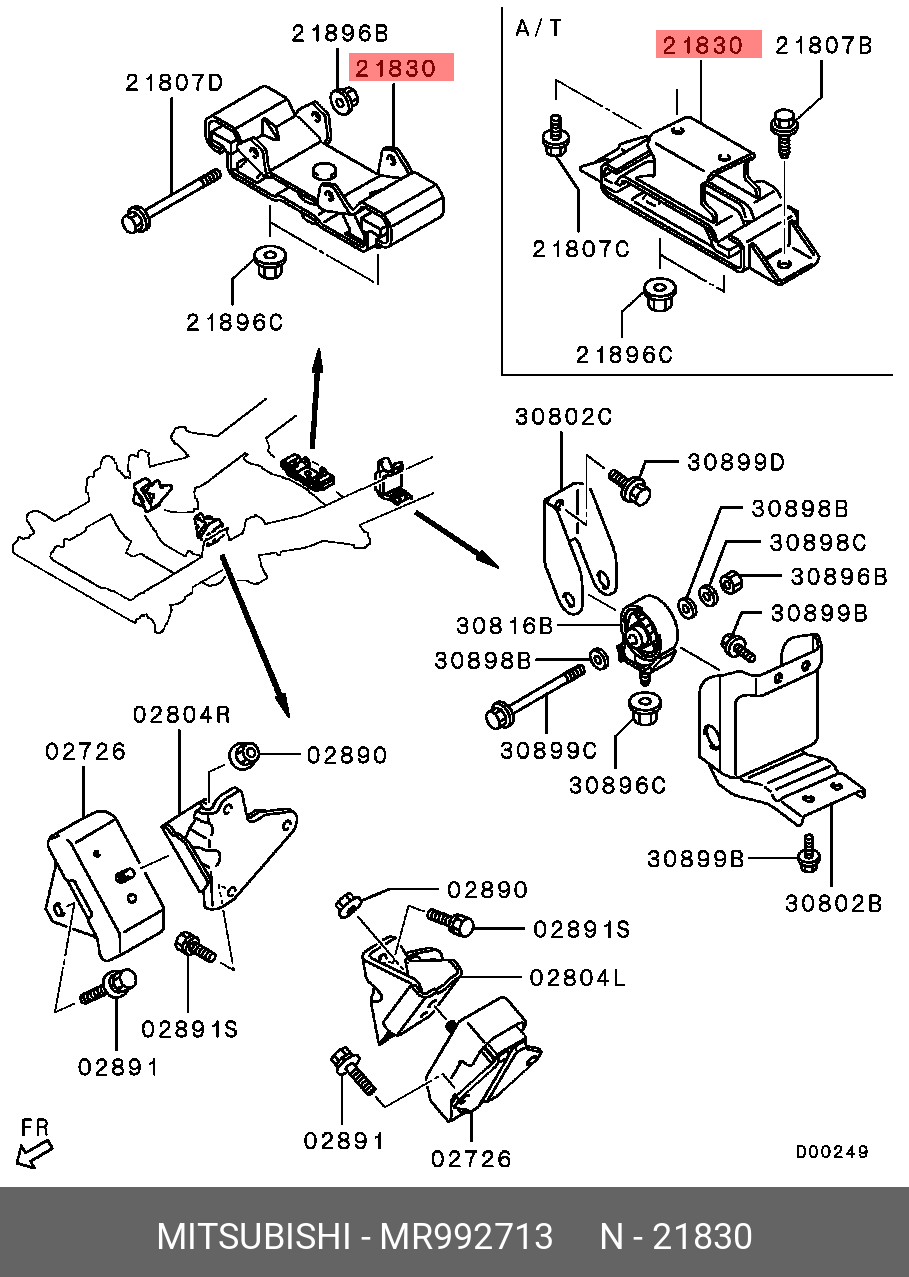 MR992713 MITSUBISHI Подвеска, двигатель