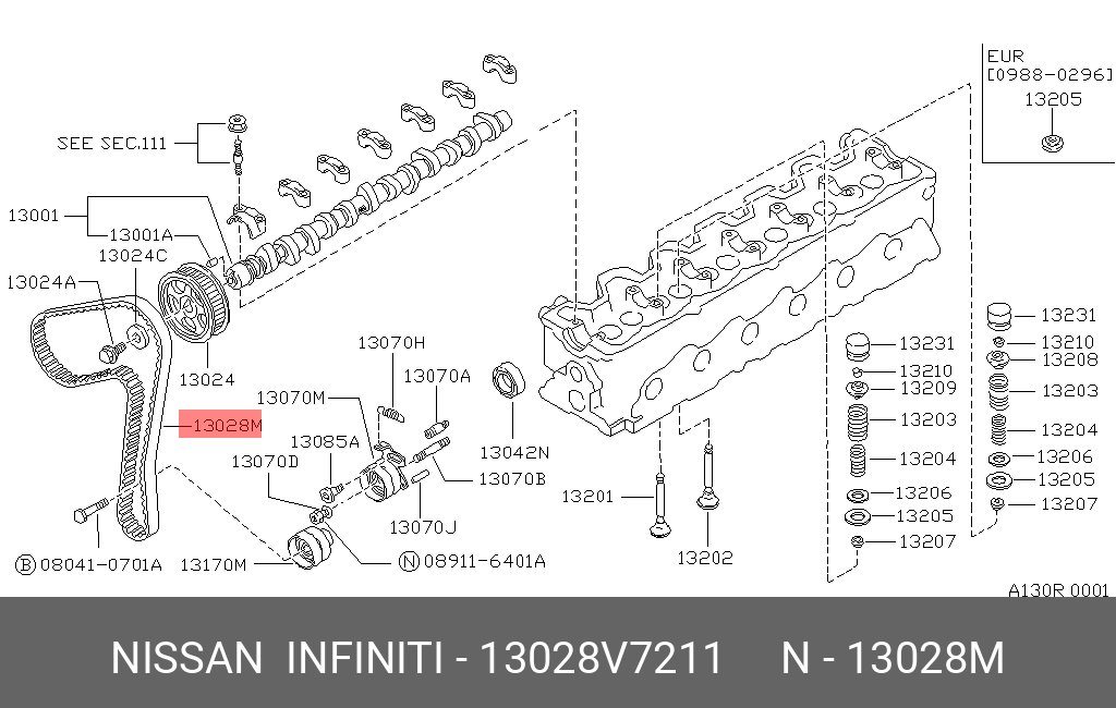 13028V7211 NISSAN ремень ГРМ