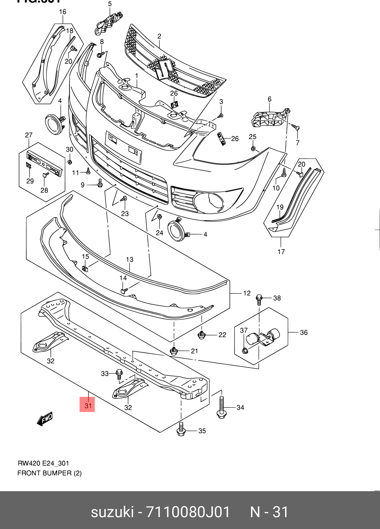 7110080J01 SUZUKI Балка опоры радиатора