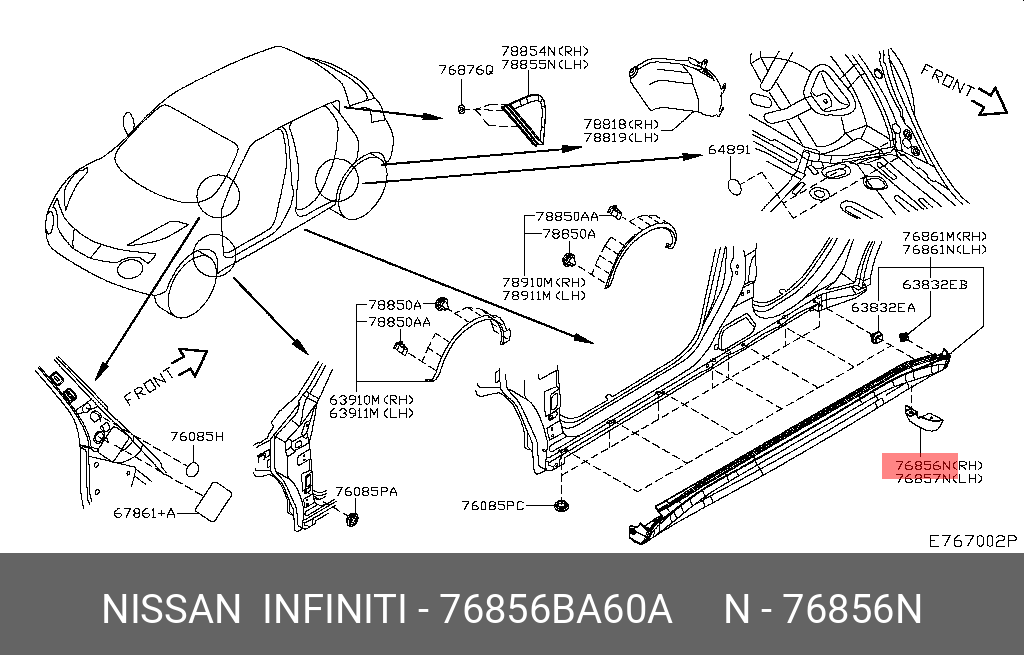 76856BA60A NISSAN НАКЛАДКА ПОРОГА А/М,