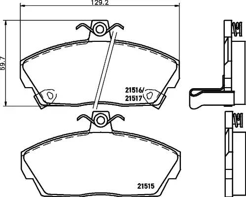 8DB355018031 HELLA Комп. дисковых торм. колодок