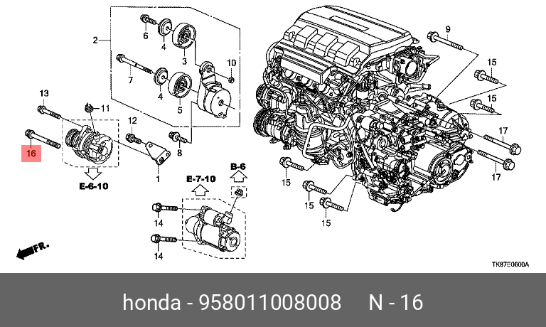 958011008008 HONDA БОЛТ, ФЛАНЕЦ, 10X80
