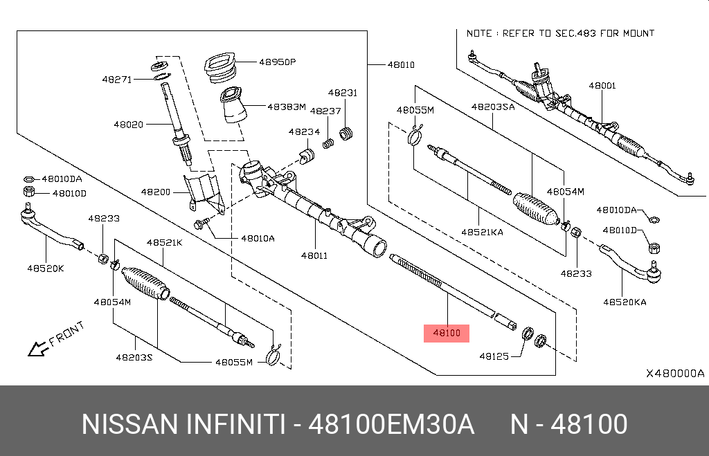 48100EM30A NISSAN ТЯГА РУЛЕВАЯ