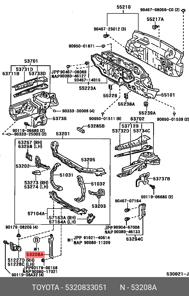 5320833051 TOYOTA СТОЙКА КАПОТА
