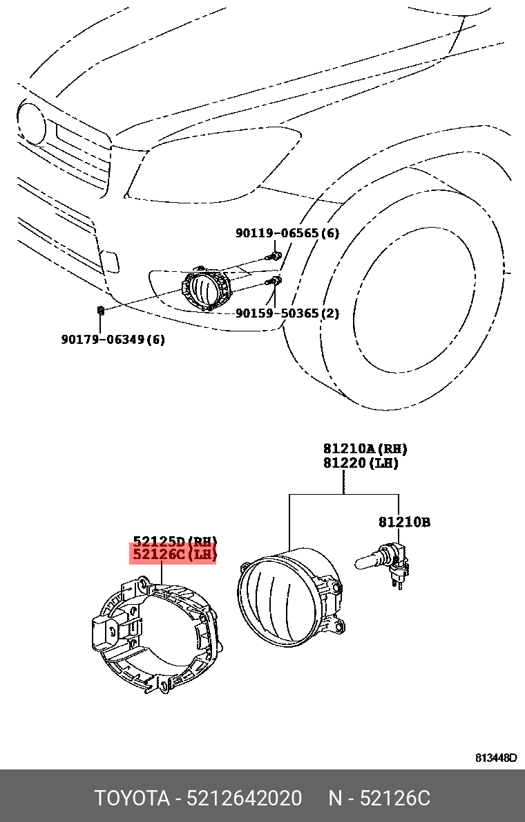 5212642020 TOYOTA КРОНШТЕЙН ФАРЫ