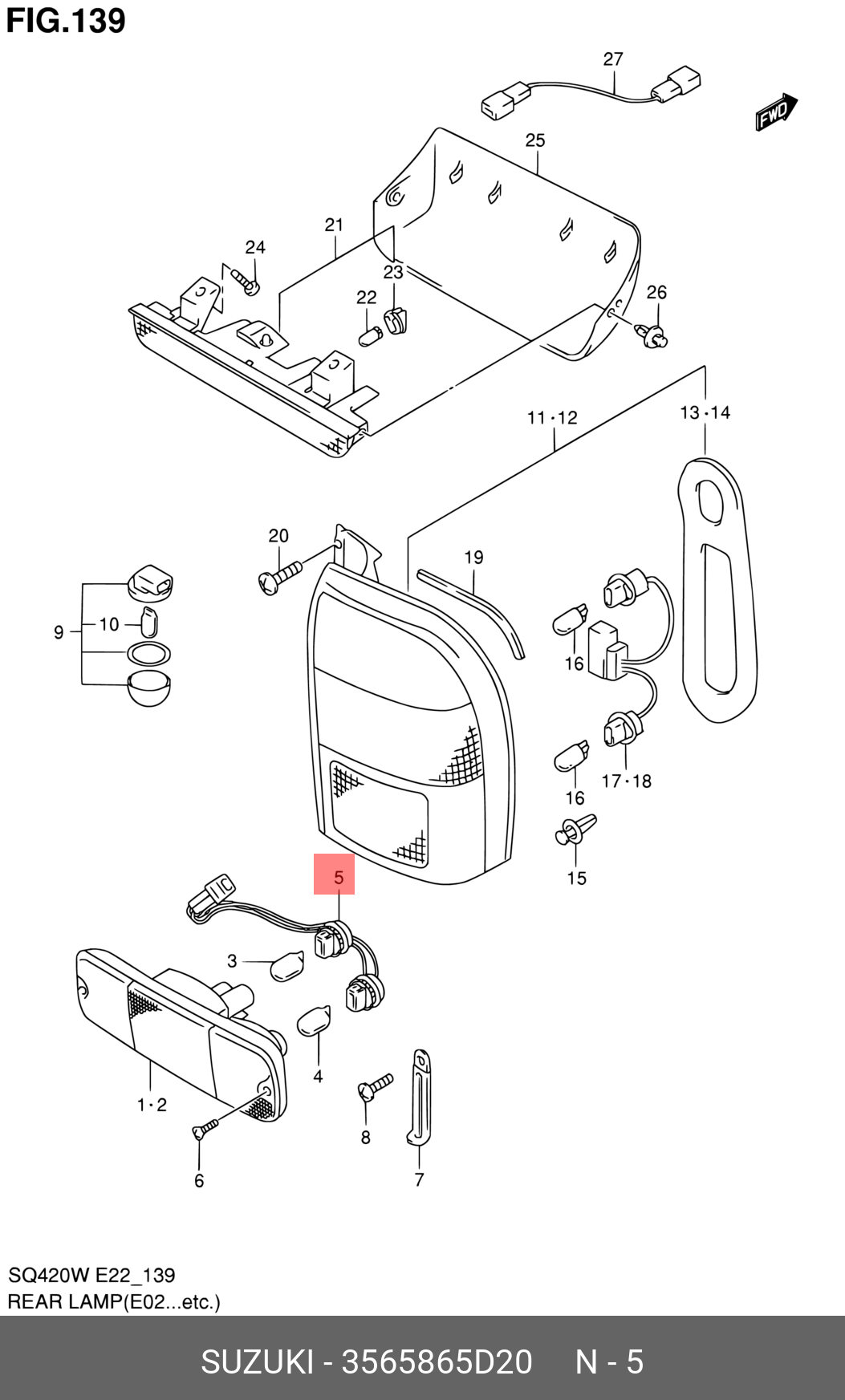 3565865D20 SUZUKI ПРОВОДКА ФАРЫ