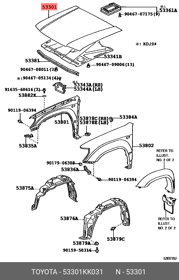53301KK031 TOYOTA КАПОТ