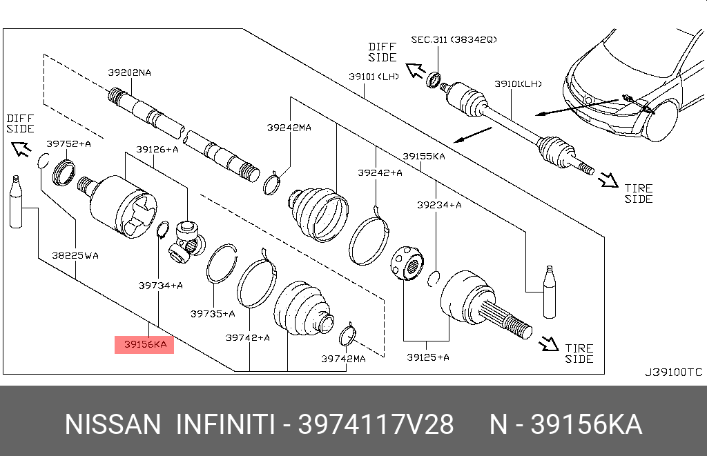 3974117V28 NISSAN ПЫЛЬНИК ШРУСА