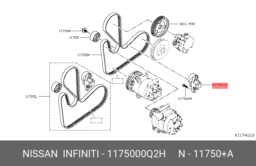 1175000Q2H NISSAN Натяжитель ремня приводного в сборе