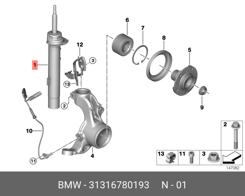 31316780193 BMW Амортизационная стойка Л Пд