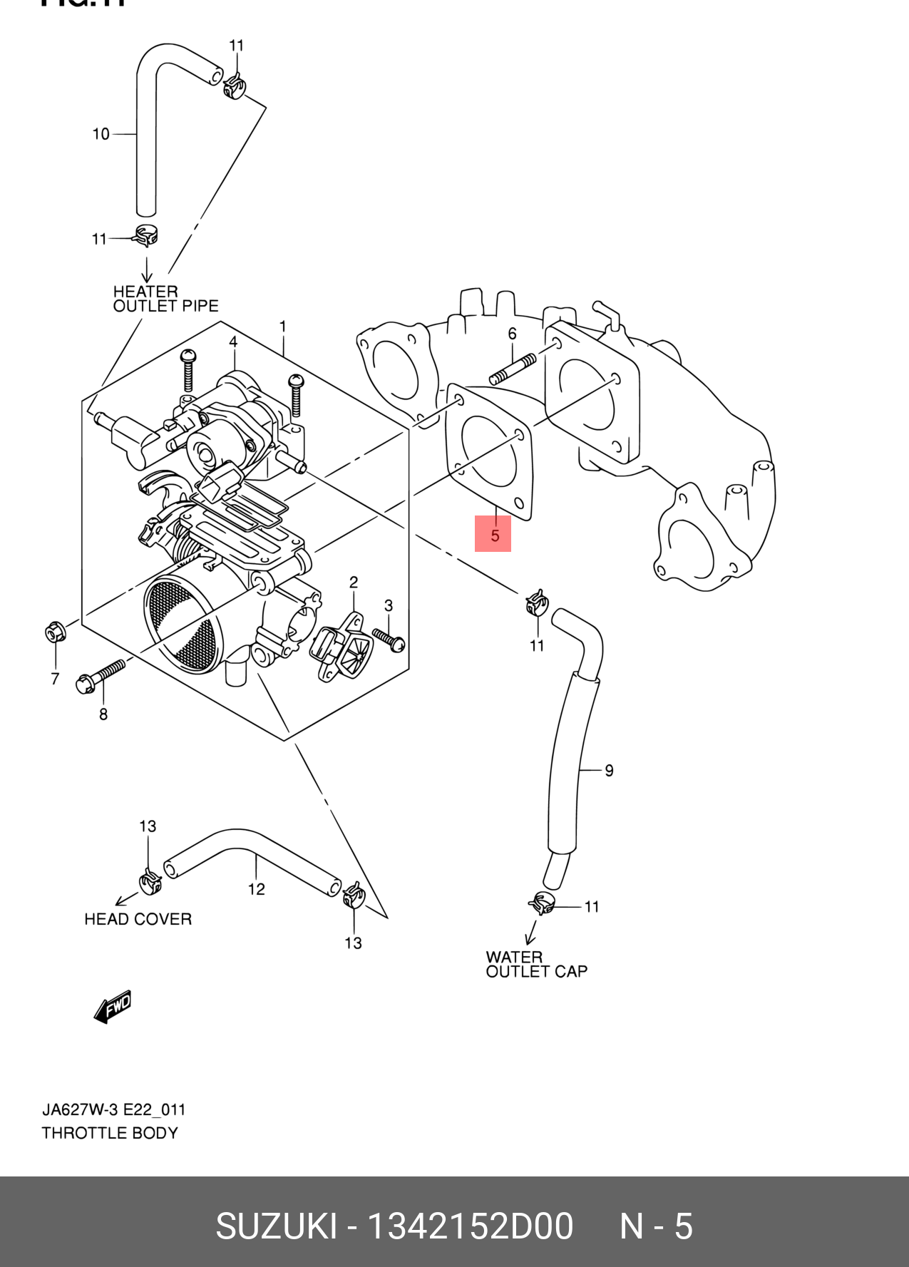 1342152D00 SUZUKI Прокладка коллектора бок.