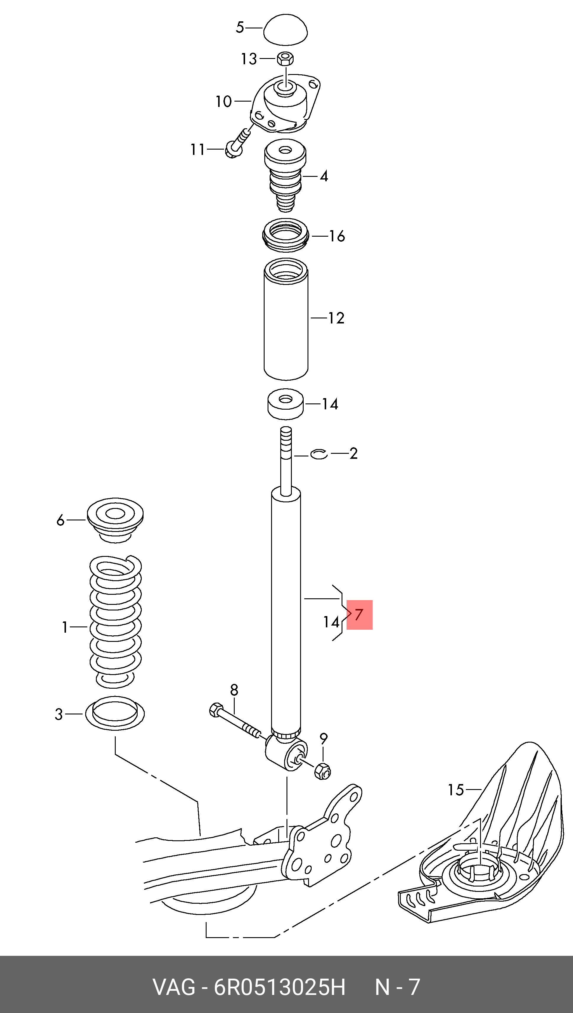 6R0513025H VAG Амортизатор, газонаполненный
