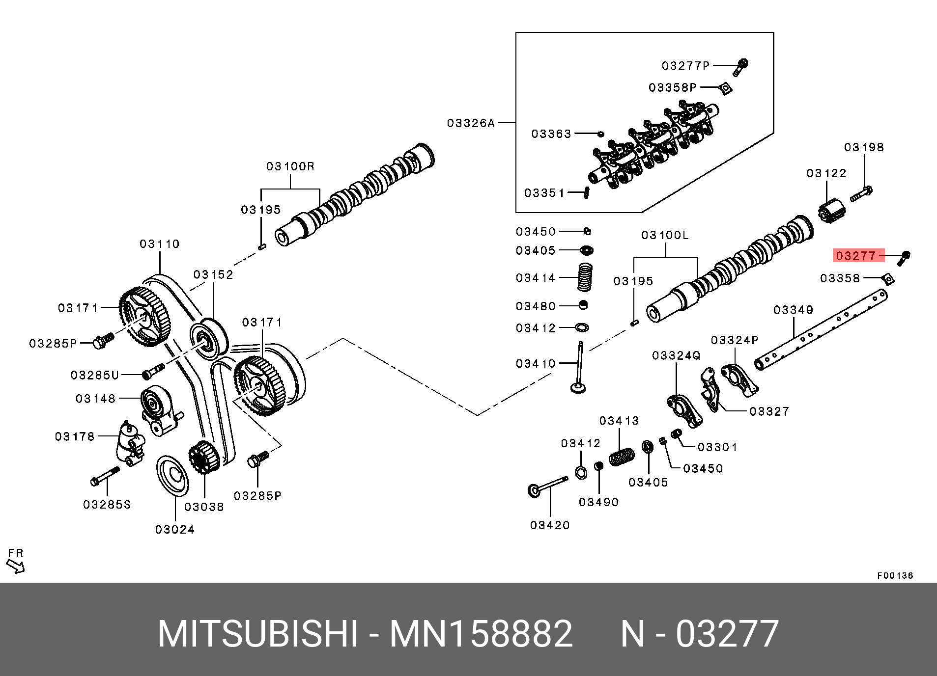 MN158882 MITSUBISHI Болт,мех-ма управления клапанами