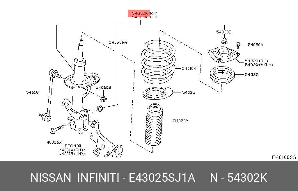 E43025SJ1A NISSAN Амортизатор подвески