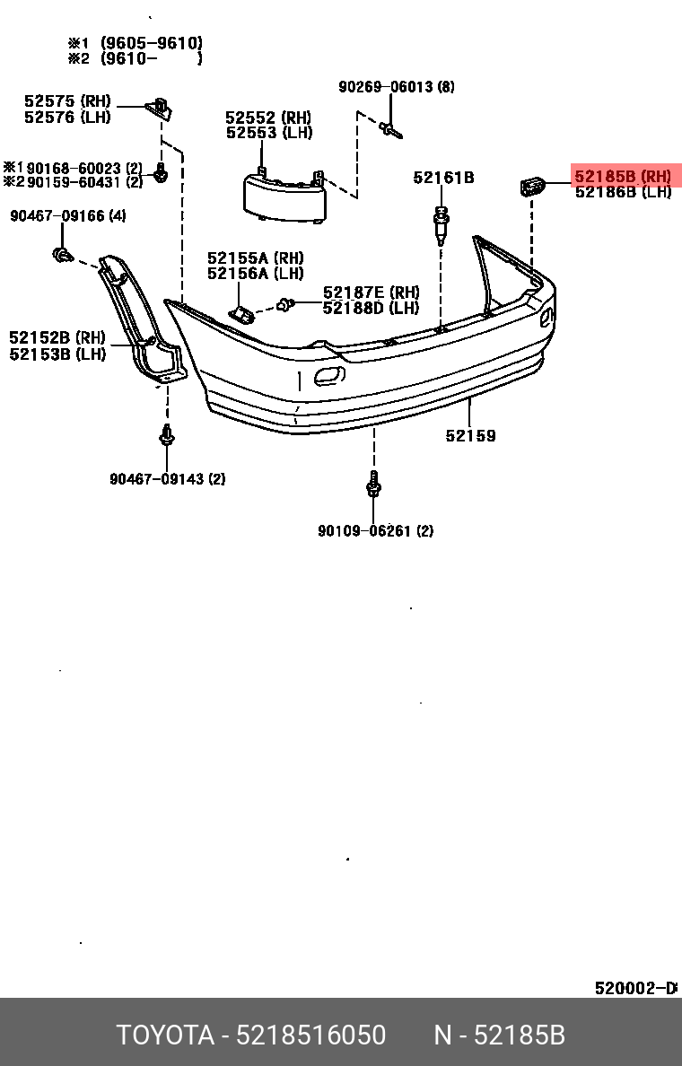 5218516050 TOYOTA КРОНШТЕЙН БАМПЕРА