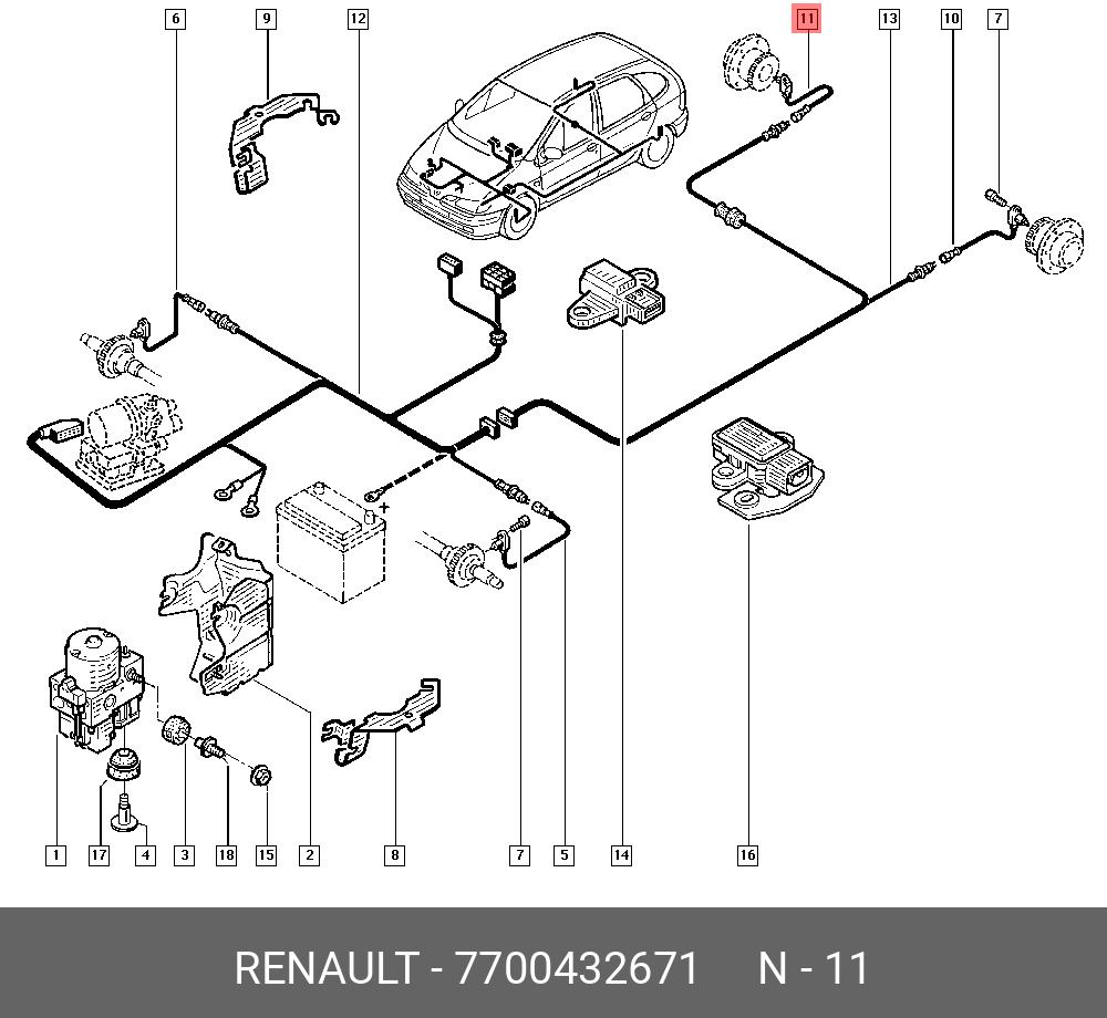 Блок абс рено меган 2 где находится 7700432671 RENAULT Датчик, частота вращения колеса купить в интернет-магазине Av
