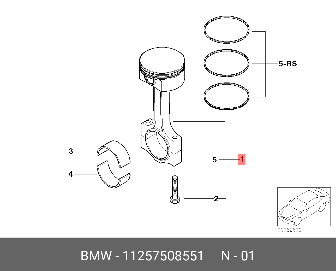 11257508551 BMW Комплект поршней с шатунами