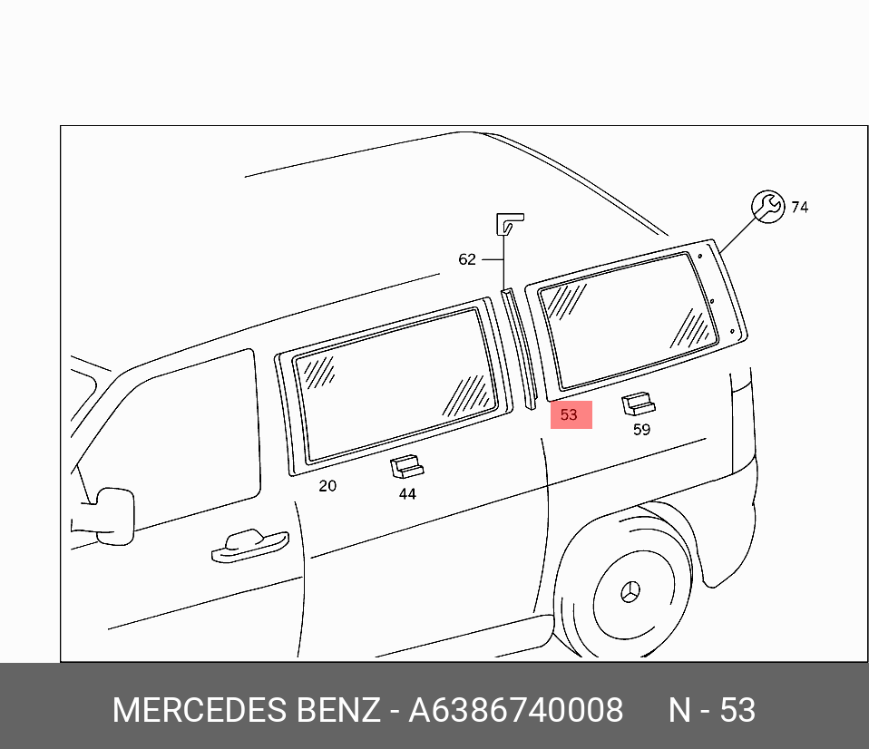6386740008 MERCEDES-BENZ СТЕКЛО БОКОВОЕ