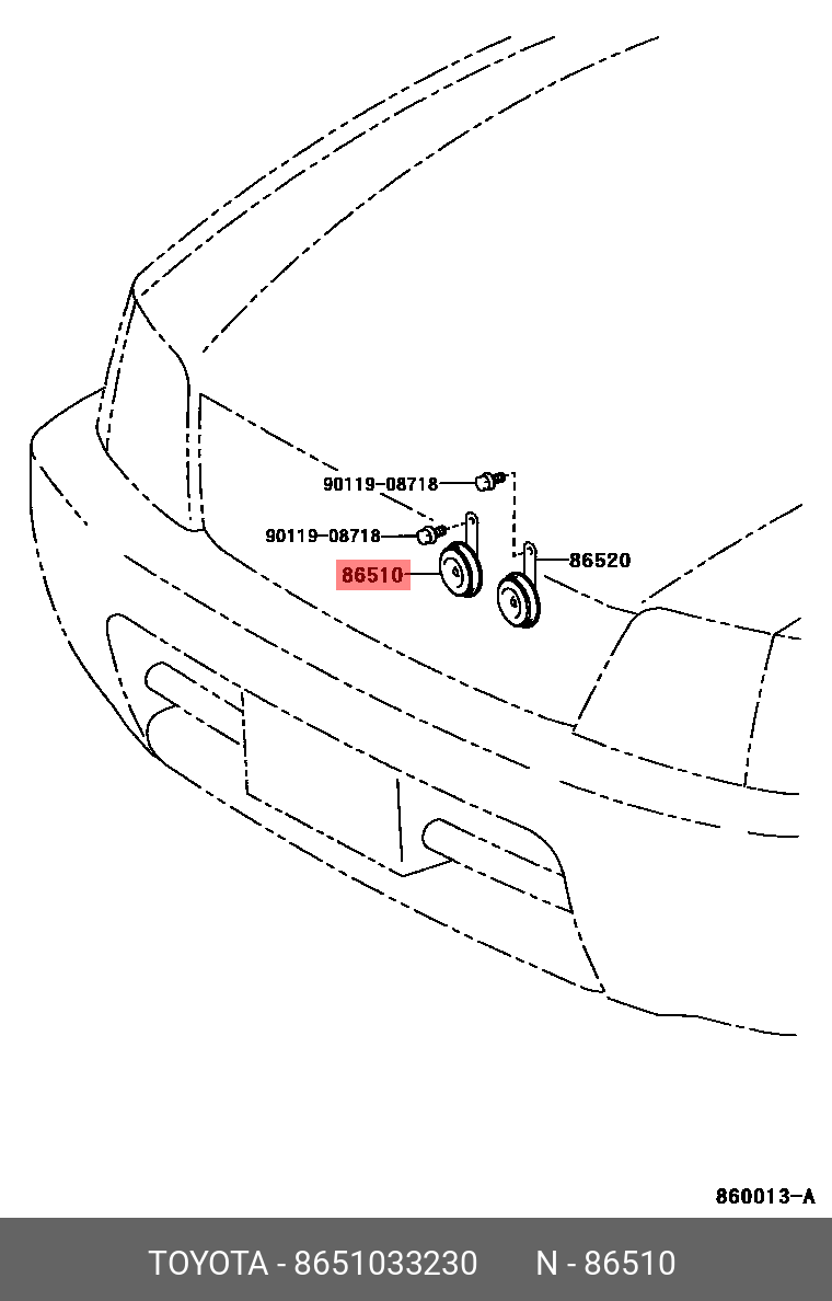 8651033230 TOYOTA СИГНАЛ ЗВУКОВОЙ/HORN ASSY, HIGH