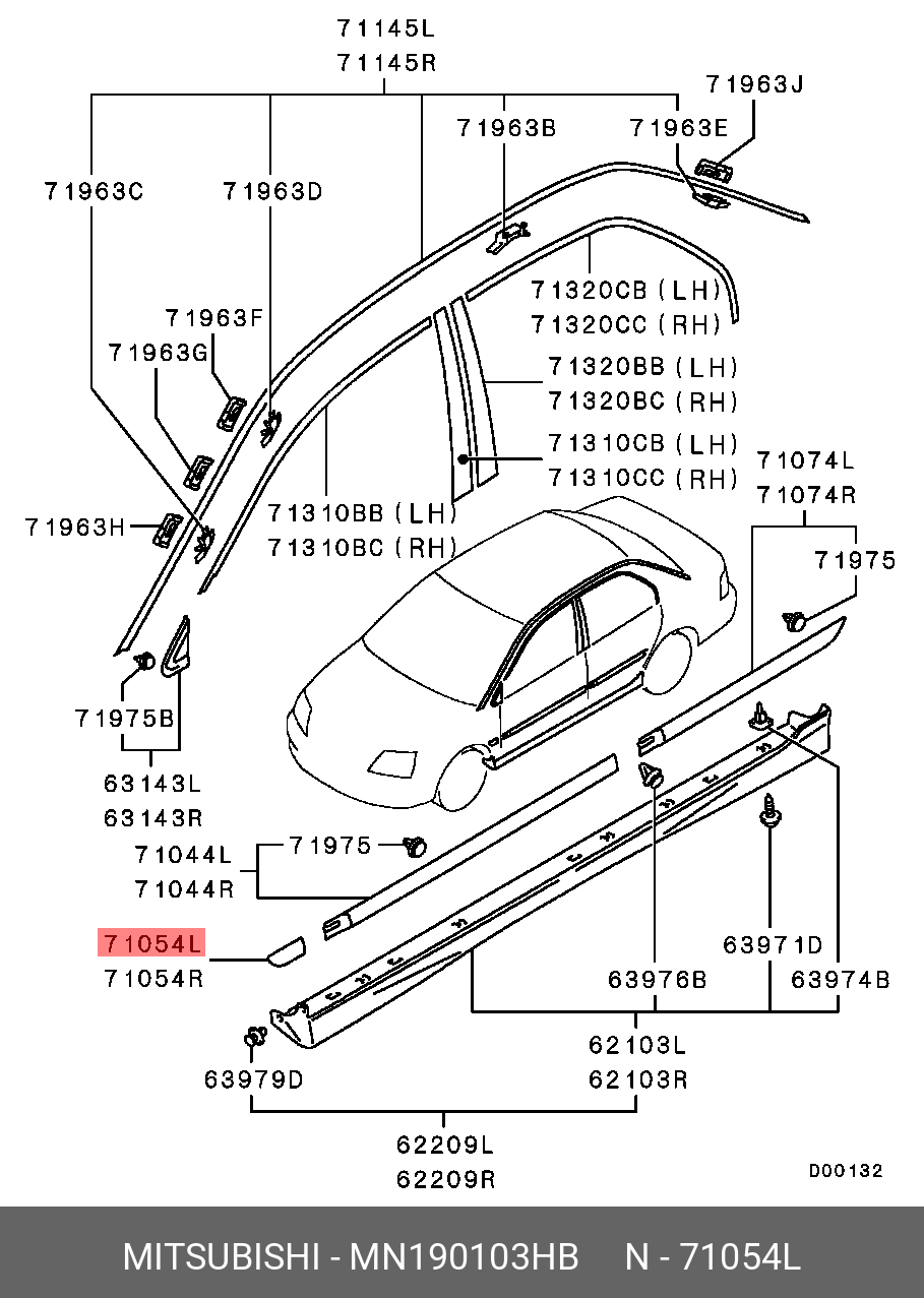 MN190103HB MITSUBISHI Молдинг переднего левого крыла