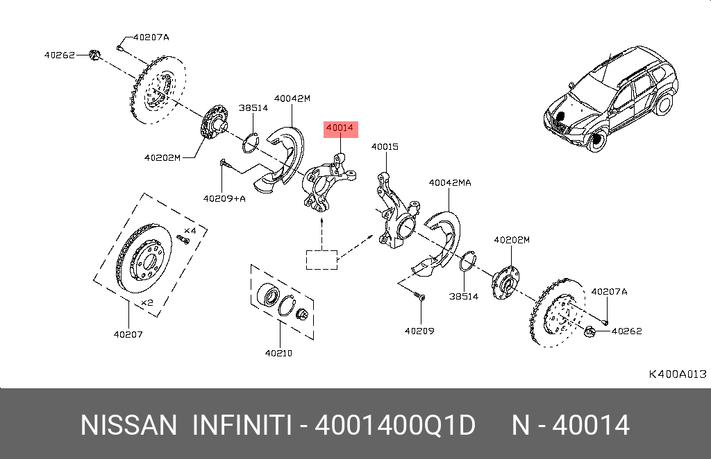 4001400Q1D NISSAN КУЛАК ПОВОРОТНЫЙ