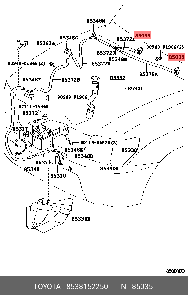 8538152250 TOYOTA ФОРСУНКА ОМЫВАТЕЛЯ
