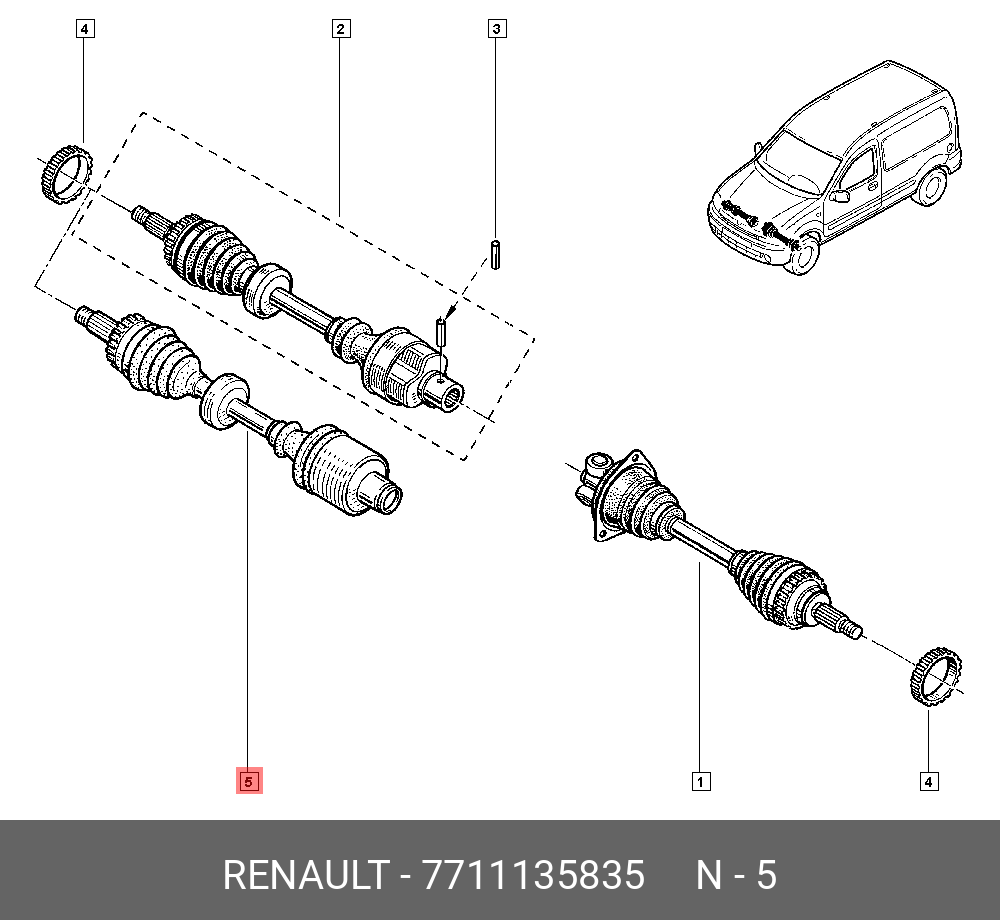 7711135835 RENAULT Приводной вал