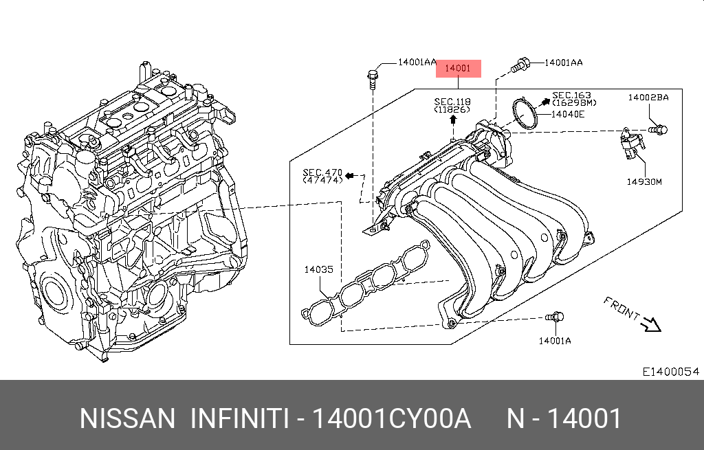 14001CY00A NISSAN КОЛЛЕКТОР ВПУСКНОЙ