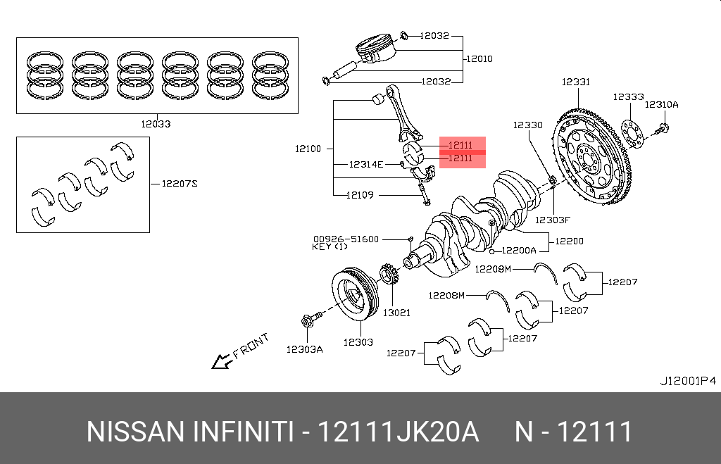 12111JK20A NISSAN ВКЛАДЫШ ШАТУННЫЙ
