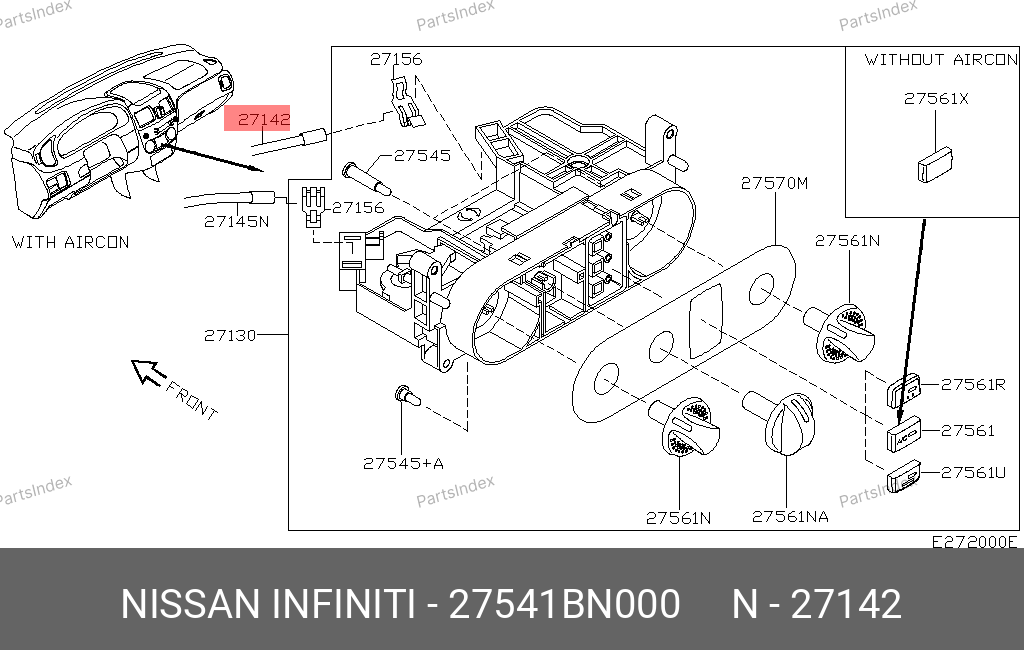 27541BN000 NISSAN Трос заслонки отопителя